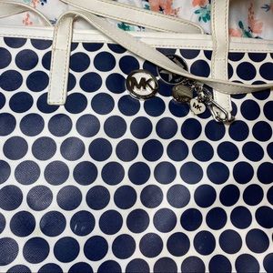 Large limited edition navy polka dots large tote.